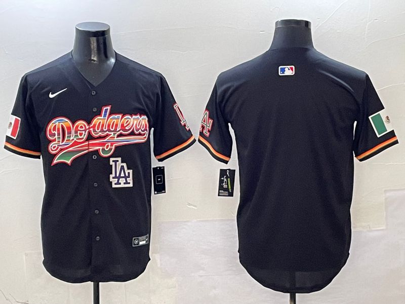 Men Los Angeles Dodgers Blank Black rainbow Nike 2025 MLB Jersey style 6->los angeles dodgers->MLB Jersey